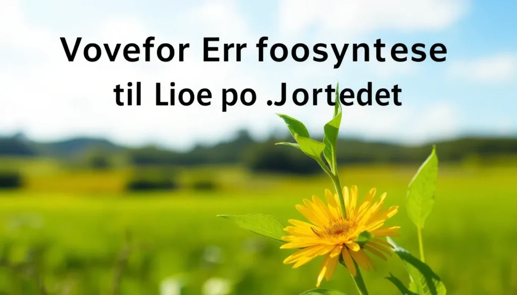 Hvorfor Fotosyntese Er Nøglen til Livet på Jorden - Illustration